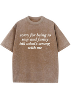 Sorry For Being So Sexy And Funny Y2K Washed Tee