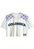 Pastel Stripe Floral Colombia Number 10 Cropped Jersey Shirt