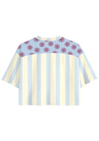 Pastel Stripe Floral Colombia Number 10 Cropped Jersey Shirt