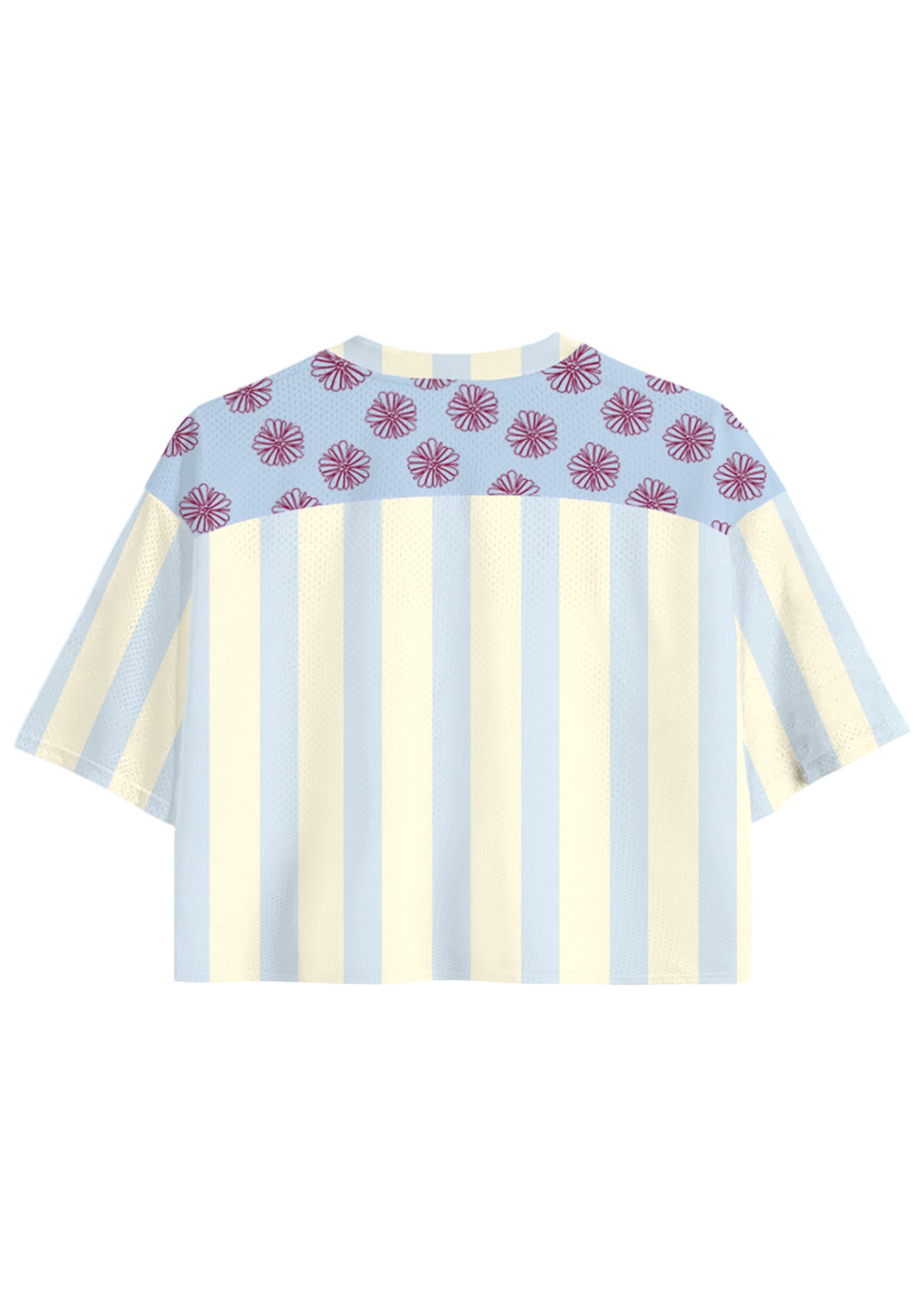 Pastel Stripe Floral Colombia Number 10 Cropped Jersey Shirt