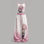 Anime Demon Slayer Top & Elasticated Trousers Two-Piece Set