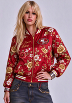 Women San Francisco 49ers Floral Print Zip Up Jacket Custom Name For Fan
