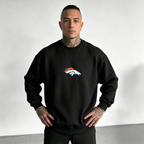 Denver Broncos Horse Helmet Waffle Knit Crewneck Sweatshirt