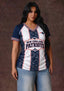 Women's New England Patriots Floral Baroque Striped V-Neck T-Shirt