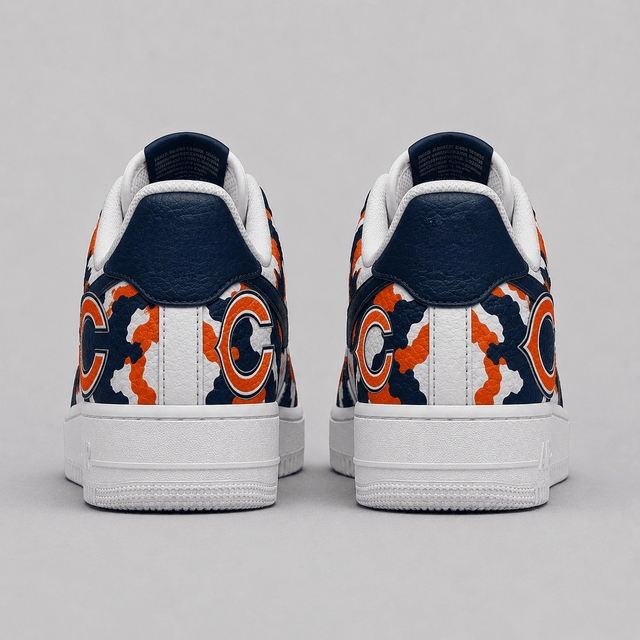 Chicago Bears Custom Name Camo Fan Sneakers