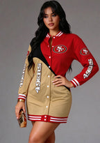 Women's San Francisco 49ers Color Block Button Down Jacket Dress