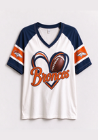 Women Denver Broncos Heart Graphic V-Neck Fan T-Shirt