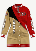 Women's San Francisco 49ers Color Block Button Down Jacket Dress