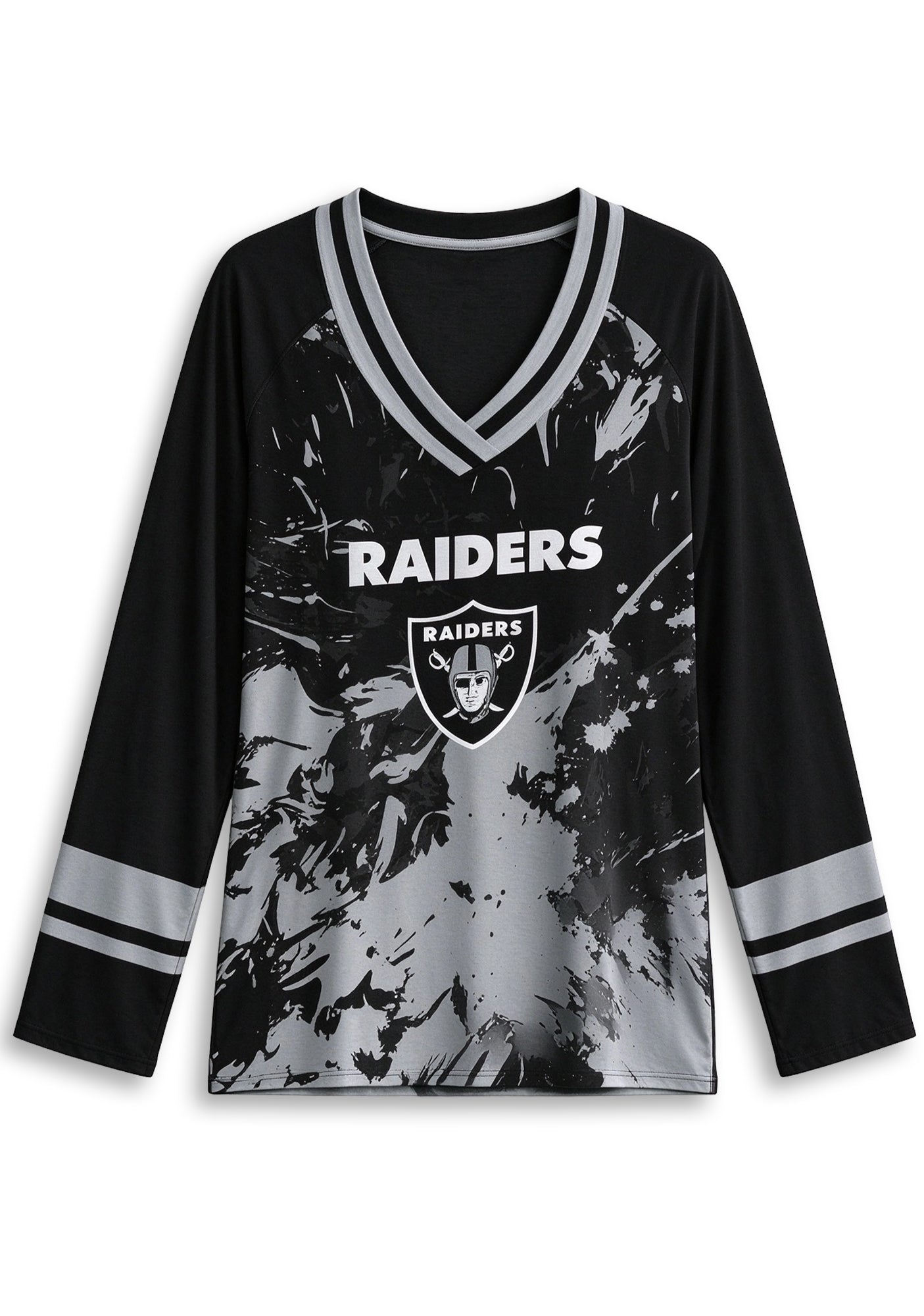 Women's Las Vegas Raiders Graphic V Neck Long Sleeve Shirt Secondary image
