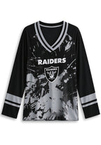 Women's Las Vegas Raiders Graphic V Neck Long Sleeve Shirt