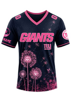 New York Giants Breast Cancer Awareness Dandelion V-Neck T-Shirt