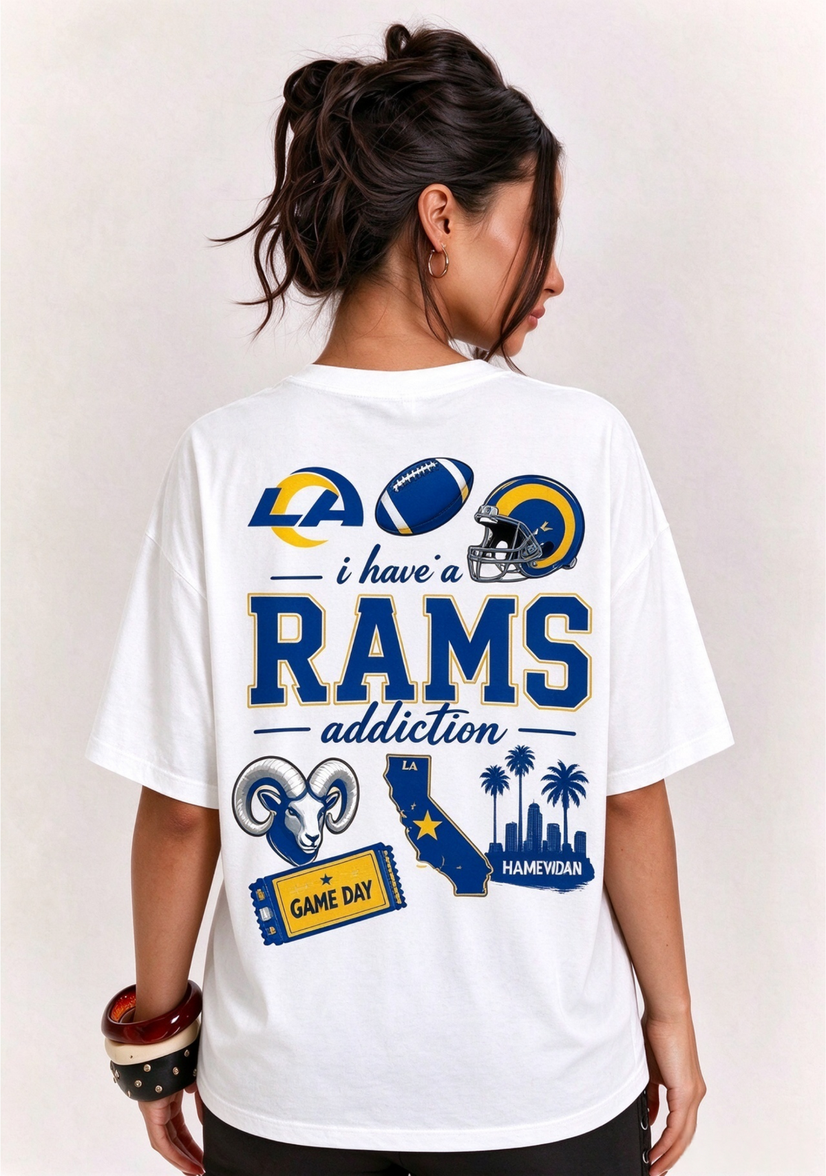Women's I Have A Rams Addiction Game Day Graphic T-Shirt