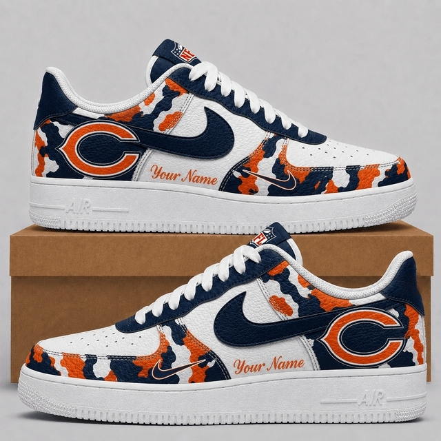 Chicago Bears Custom Name Camo Fan Sneakers Main image