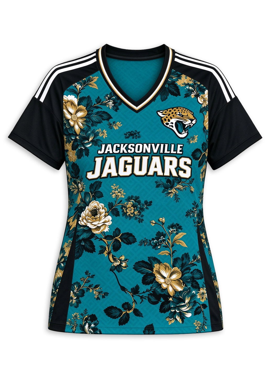 Women's Jacksonville Jaguars Floral V-Neck T Shirt