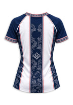 Women's New England Patriots Floral Baroque Striped V-Neck T-Shirt
