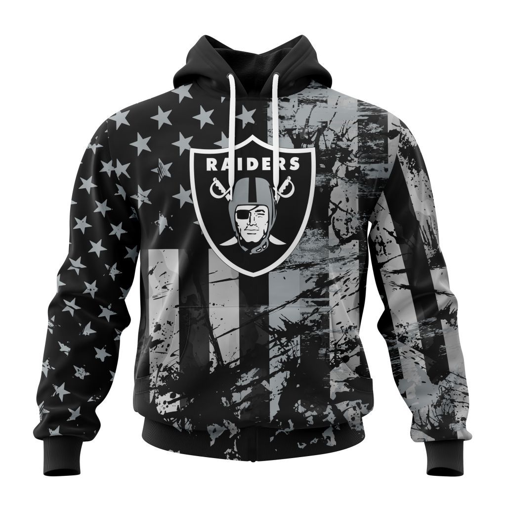 Las Vegas Raiders Vintage American Flag Graphic Hoodie NFL Fan Sweatshirt