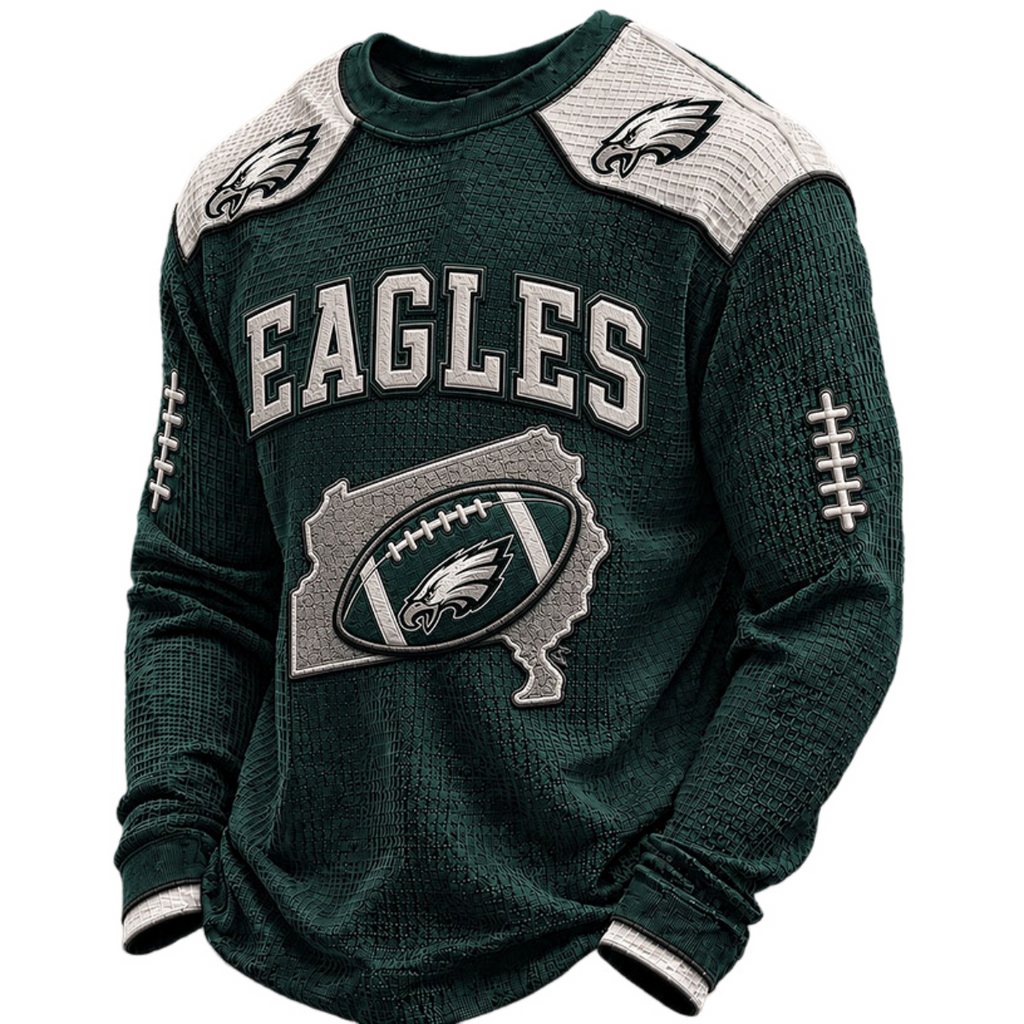 Philadelphia Eagles Waffle Knit Long-Sleeve Sweatshirt