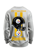 Pittsburgh Steelers Helmet Graphic Waffle Knit Crewneck Sweatshirt