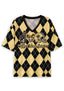 Women's New Orleans Saints Argyle #1 Fan Heart Helmet V-Neck T-Shirt
