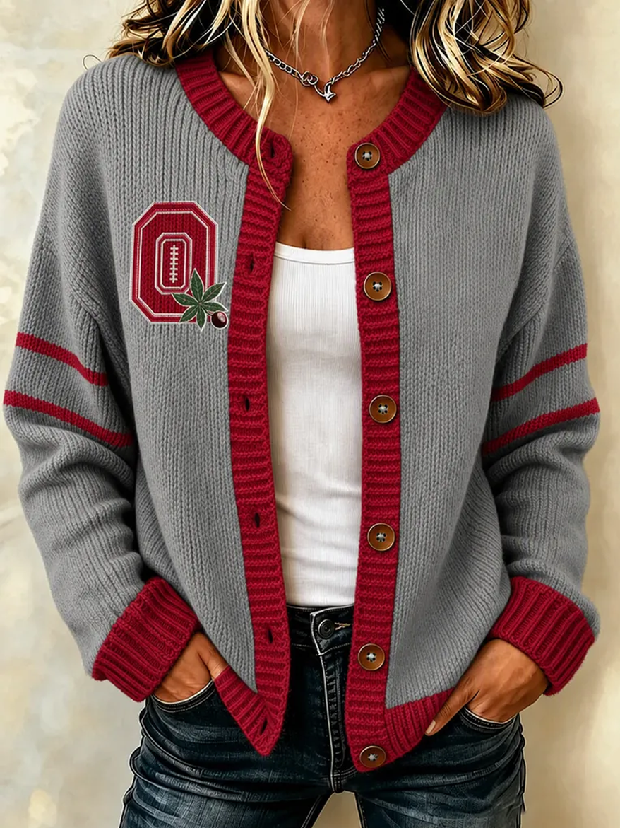 Women'S Football Printed Knitted Cardigan Secondary image