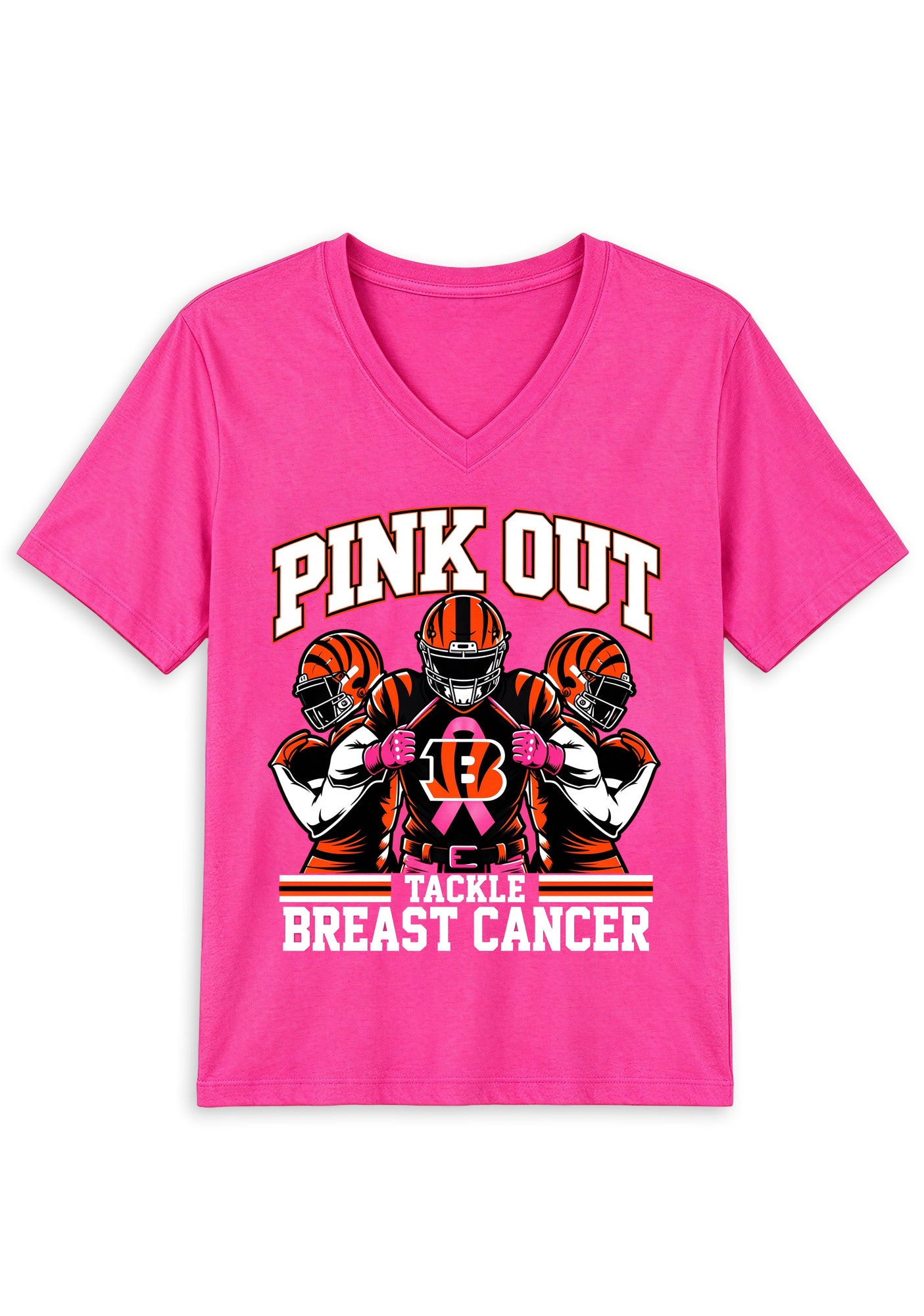 Cincinnati Bengals Pink Out Tackle Breast Cancer Awareness V-Neck T-Shirt Secondary image