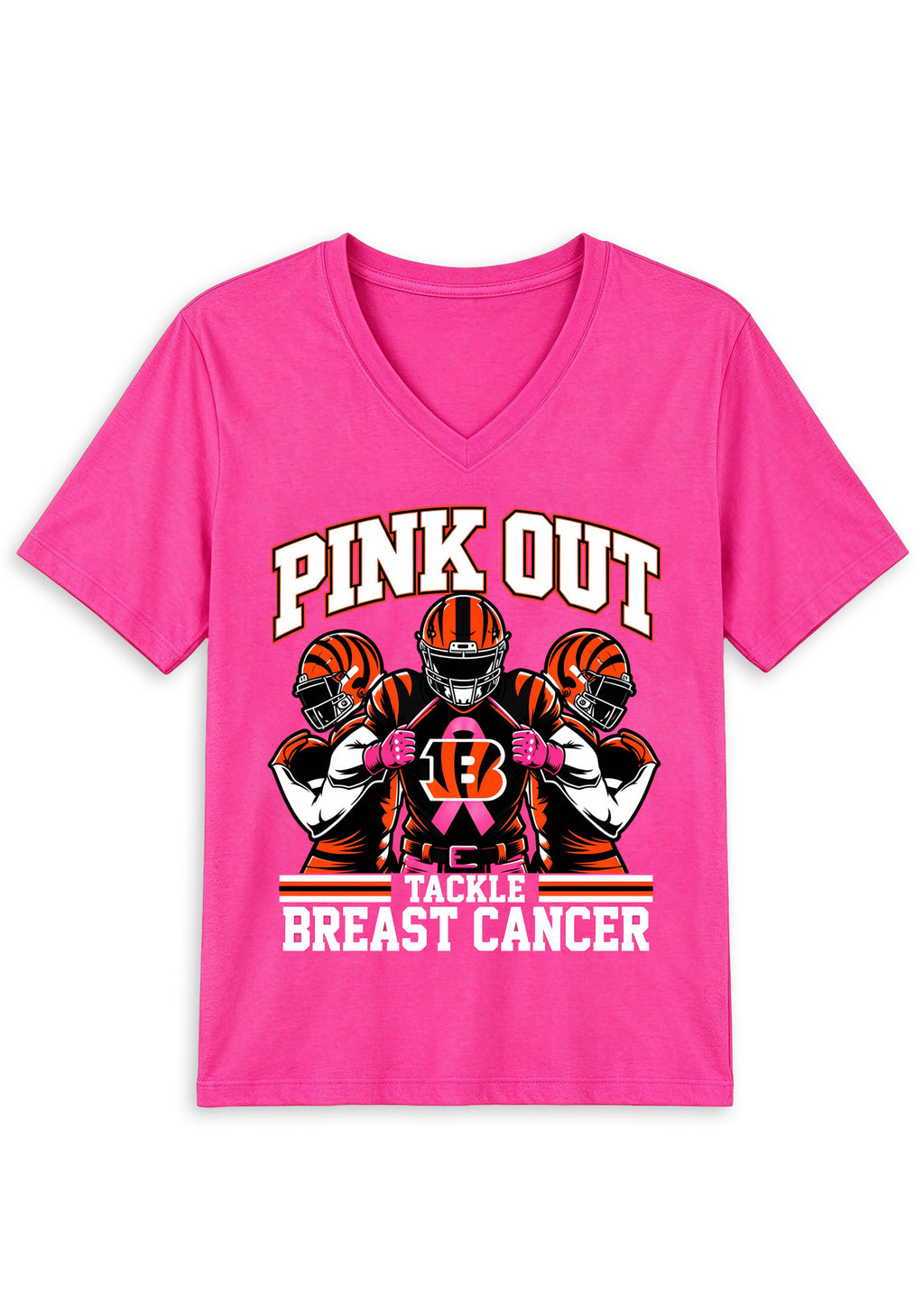Cincinnati Bengals Pink Out Tackle Breast Cancer Awareness V-Neck T-Shirt