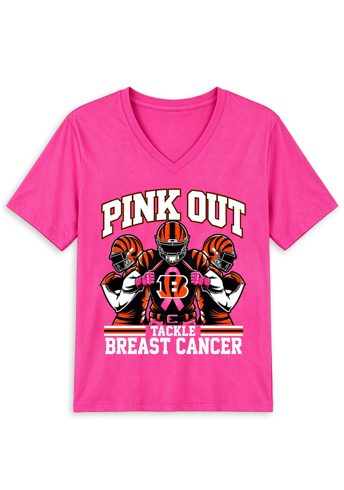 Cincinnati Bengals Pink Out Tackle Breast Cancer Awareness V-Neck T-Shirt