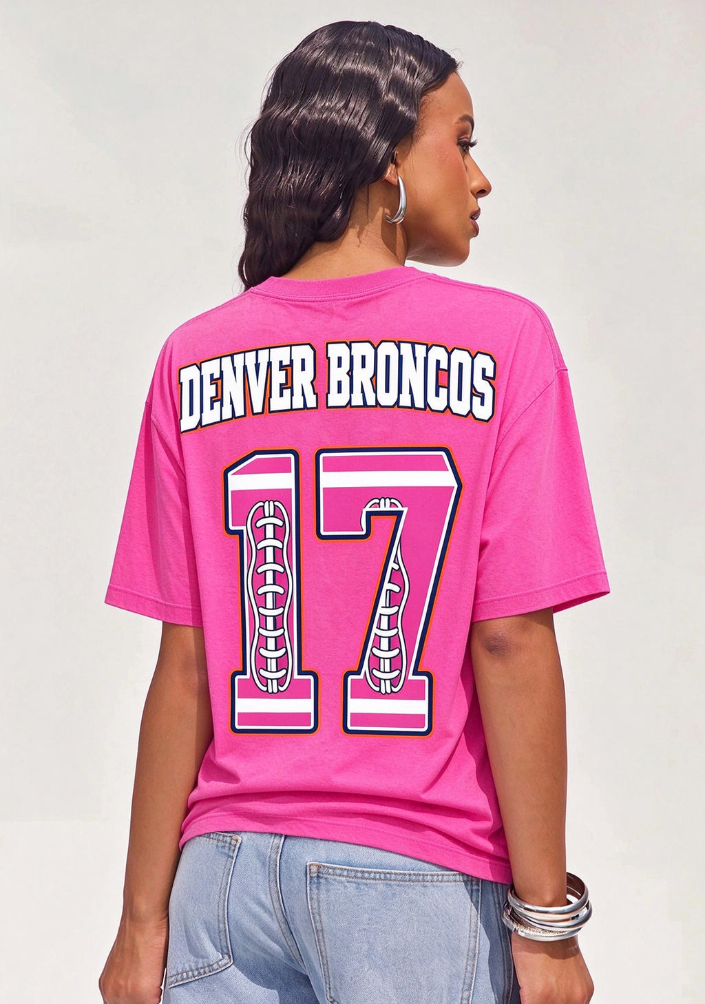 Denver Broncos Pink Out Tackle Breast Cancer Awareness V-Neck T-Shirt