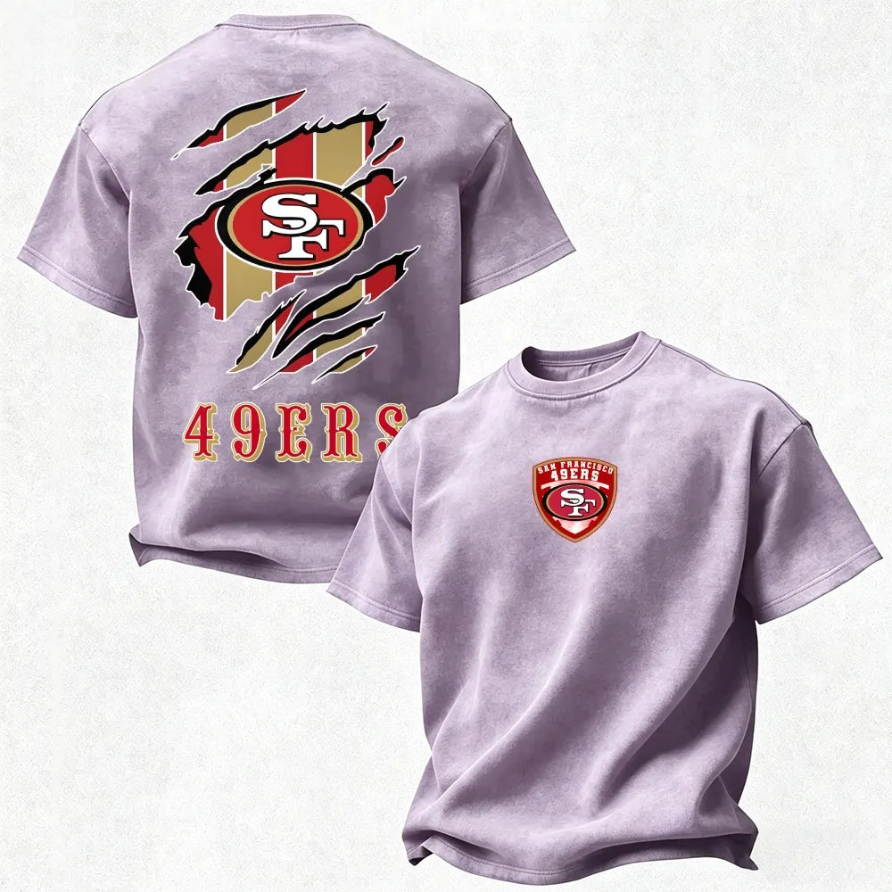 San Francisco 49ers Printed Unisex 100% Pure Cotton Washed T-Shirt
