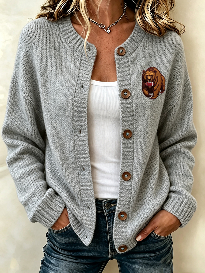 Women's Football Fans Printed Knitted Cardigan Top Secondary image