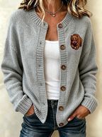 Women's Football Fans Printed Knitted Cardigan Top