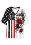Women's Atlanta Falcons American Flag Floral V-Neck T-Shirt