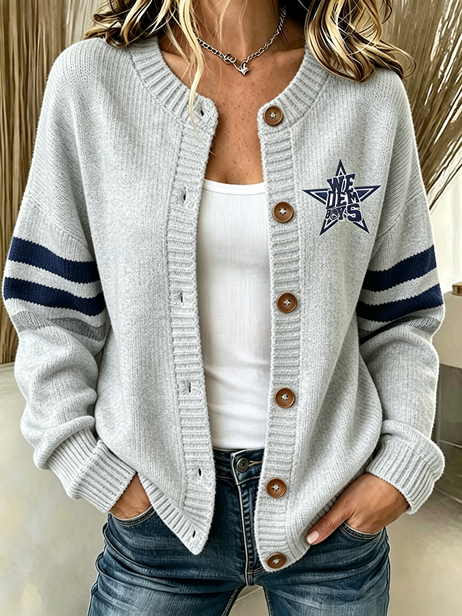 Women'S Casual Football Plant Knitted Cardigan Top