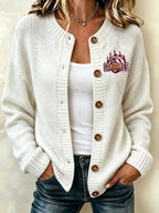 Women's Football Fans Printed Knitted Cardigan Top