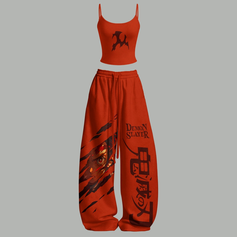 DemonSlayer Top & Elasticated Trousers Two-Piece Set