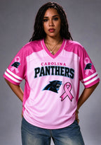 Women Carolina Panthers Breast Cancer Awareness Pink Ribbon Mesh Jersey