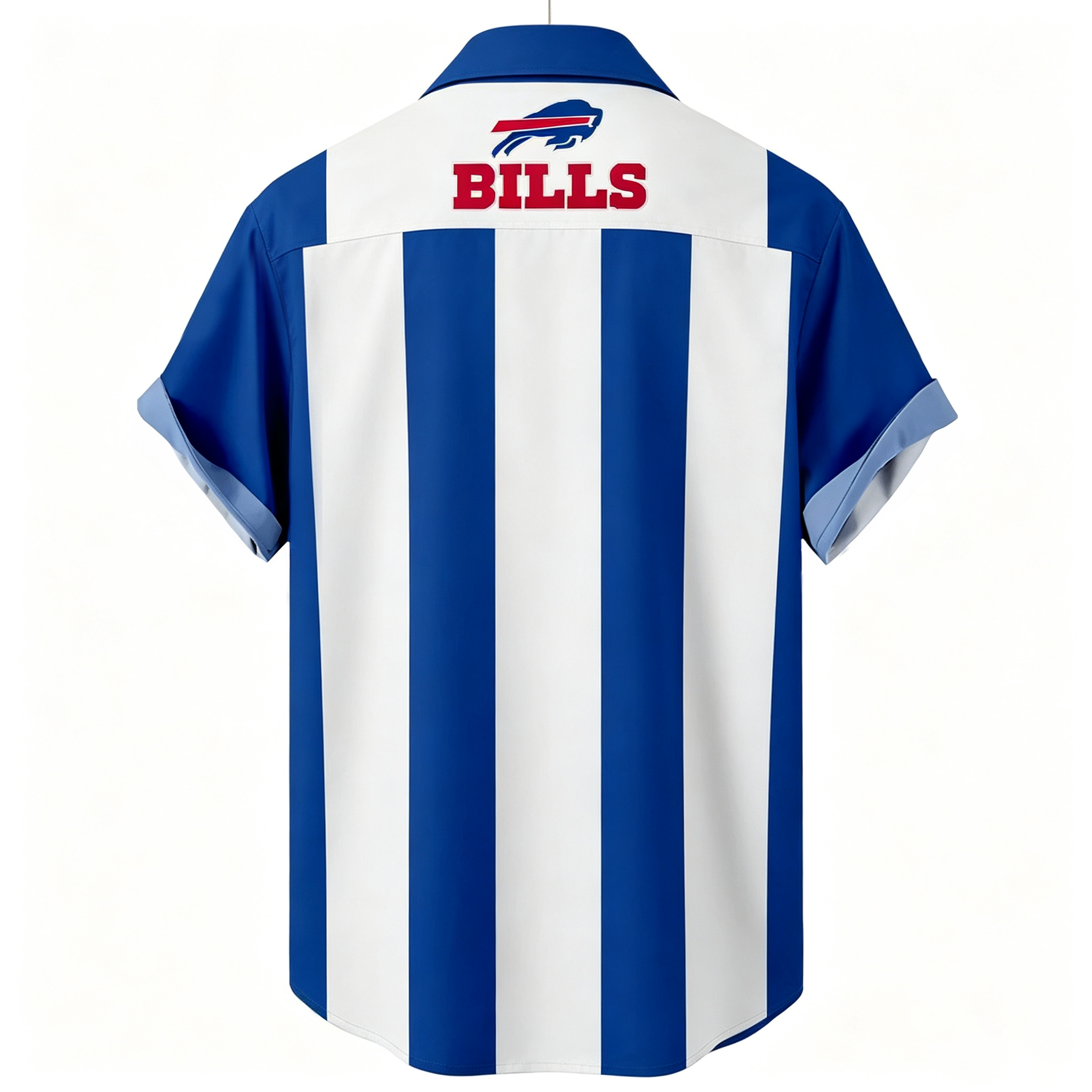Buffalo Bills Two-Tone Vertical Stripe Fan Hawaiian Shirt Secondary image