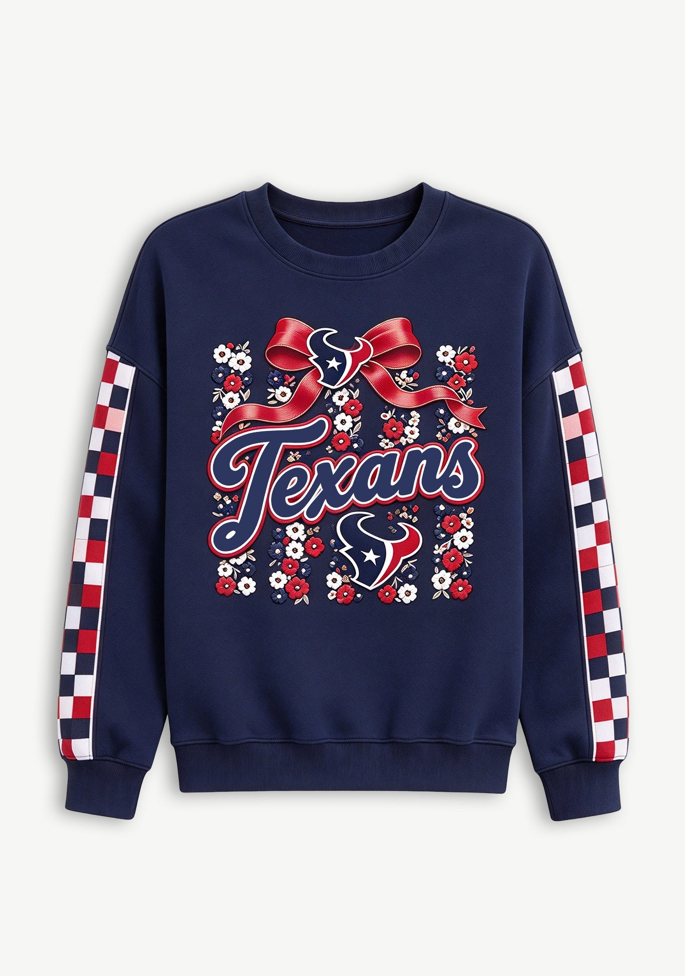 Women's Houston Texans Floral Bow Crewneck Sweatshirt Secondary image