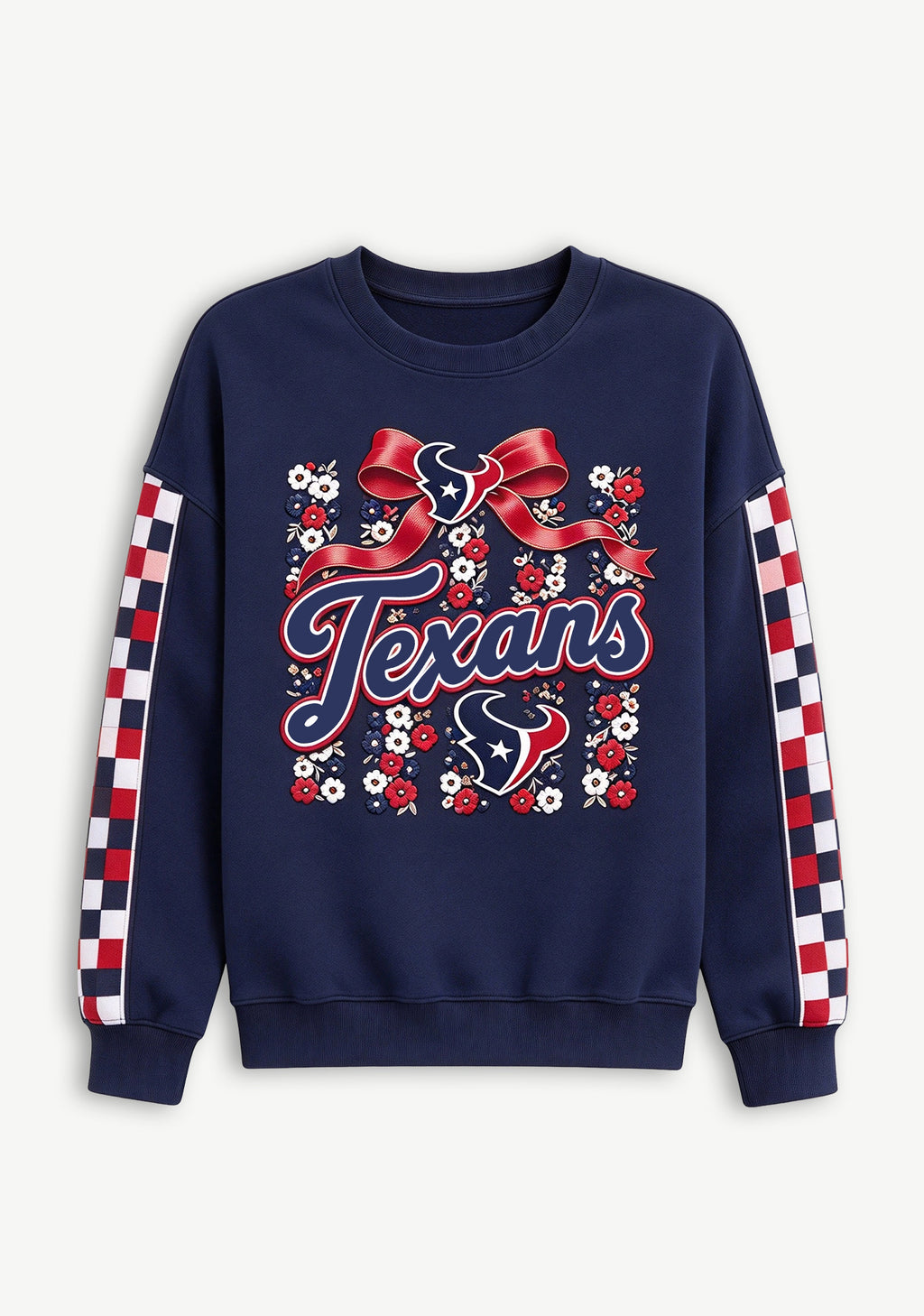 Women's Houston Texans Floral Bow Crewneck Sweatshirt