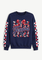 Women's Houston Texans Floral Bow Crewneck Sweatshirt