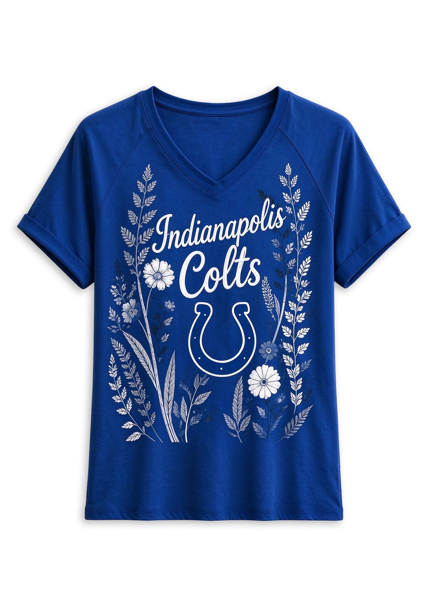 Women's Indianapolis Colts Wildflower Graphic V-Neck Raglan Rolled T-Shirt Secondary image