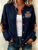 Women's football printed knitted cardigan