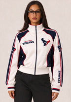 Women's Houston Texans Cropped Zip Up Track Jacket