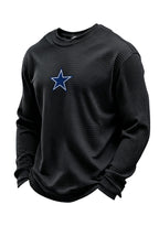 Dallas Cowboys Helmet Star Logo Waffle Knit Crewneck Sweatshirt