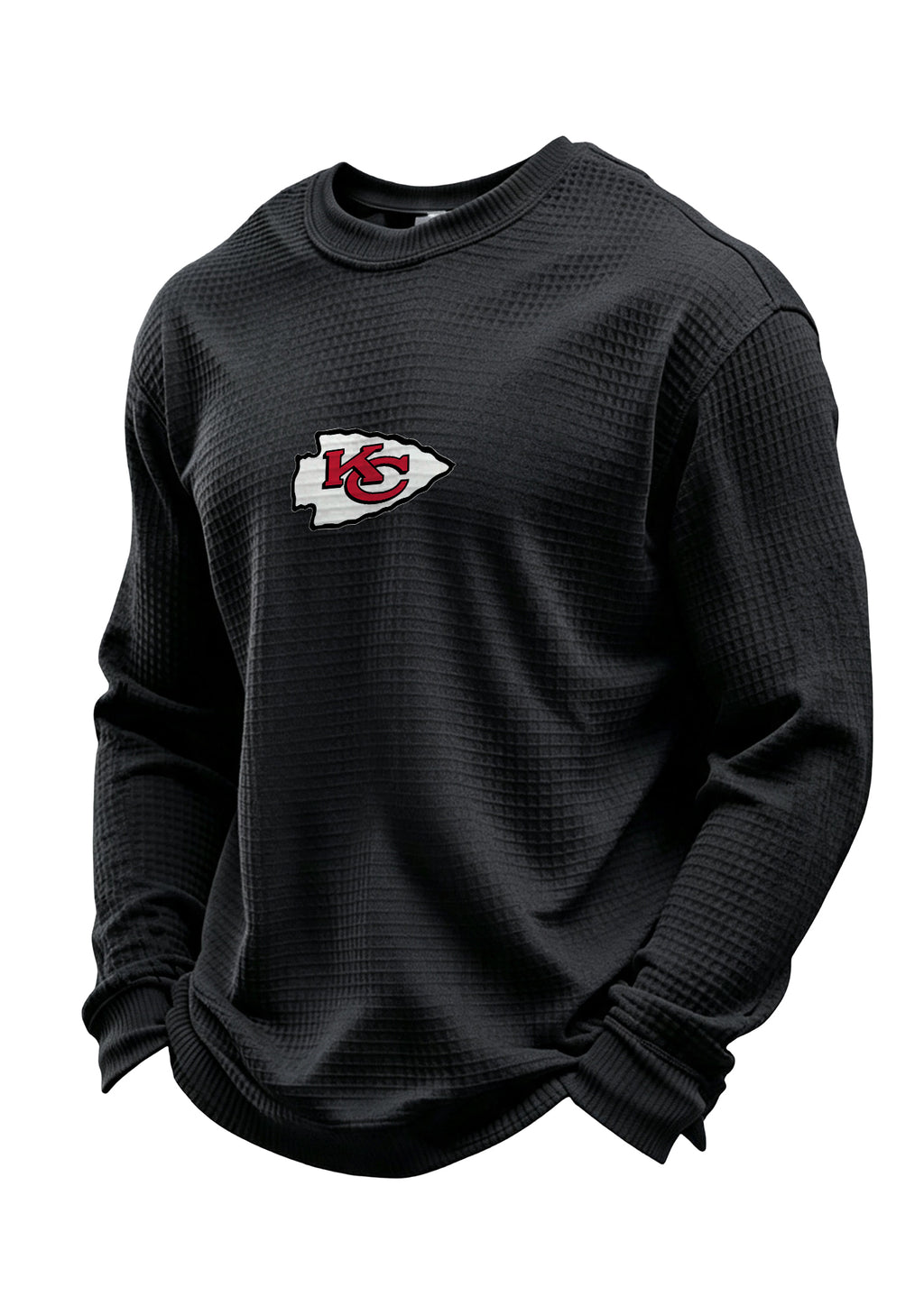 Kansas City Chiefs Helmet Waffle Knit Crewneck Sweatshirt