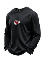 Kansas City Chiefs Helmet Waffle Knit Crewneck Sweatshirt