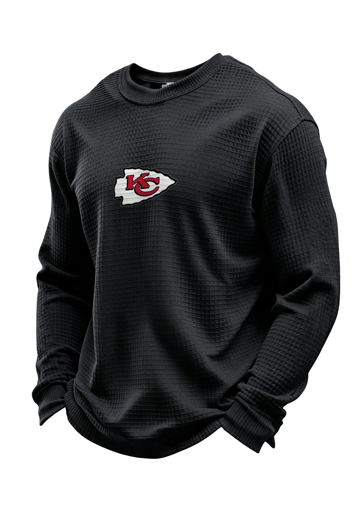 Kansas City Chiefs Helmet Waffle Knit Crewneck Sweatshirt