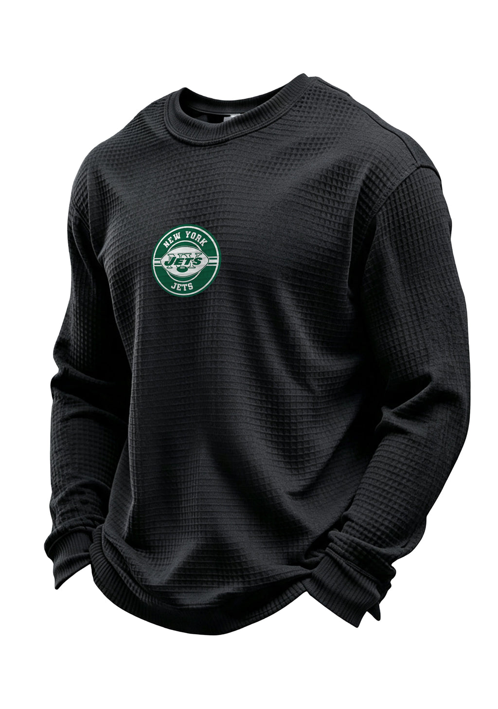 New York Jets Circular Logo Waffle Knit Crewneck Sweatshirt