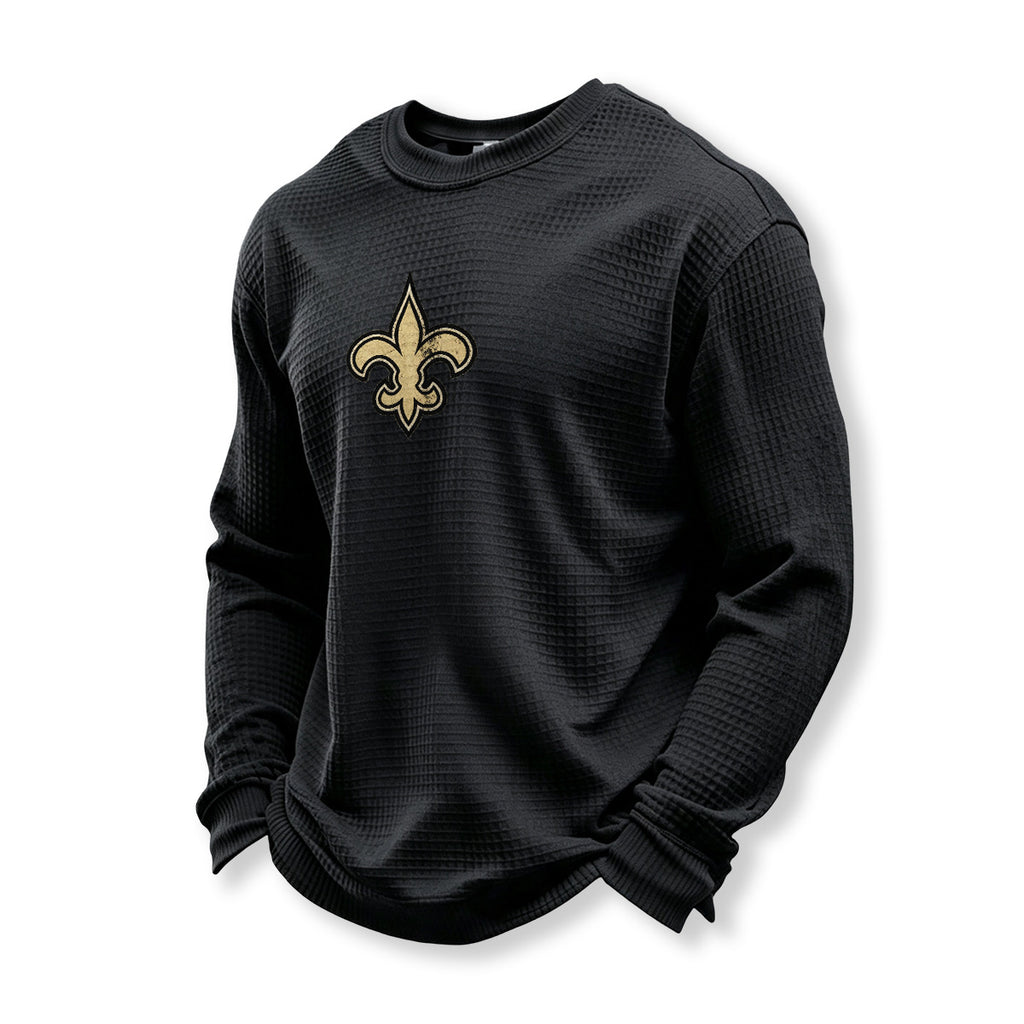 New Orleans Saints Helmet Waffle Knit Crewneck Sweatshirt