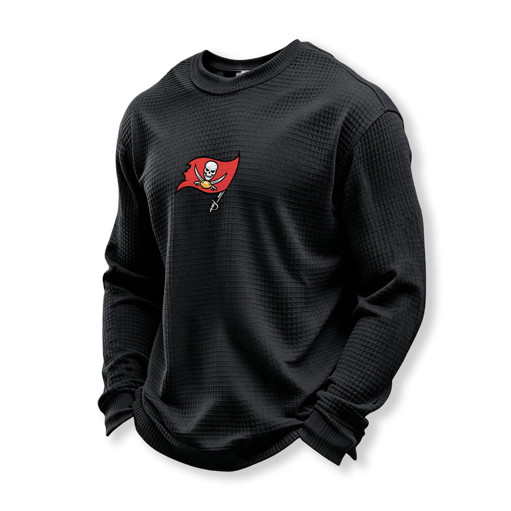 Tampa Bay Buccaneers Helmet Waffle Knit Crewneck Sweatshirt